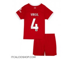 Liverpool Virgil van Dijk #4 Prima Maglia Bambino 2023-24 Manica Corta (+ Pantaloni corti)